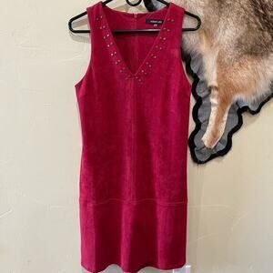 SugarLips Small Faux Suede Grommet Sleeveless Shift Dress Festival Boho Cowgirl‎